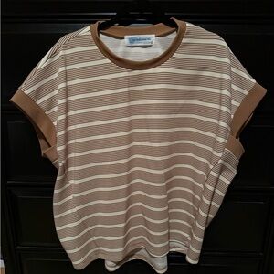 Striped Brown and Cream Women's Top